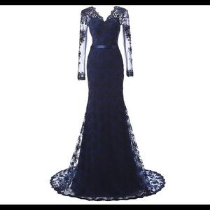 Lace Navy Gown